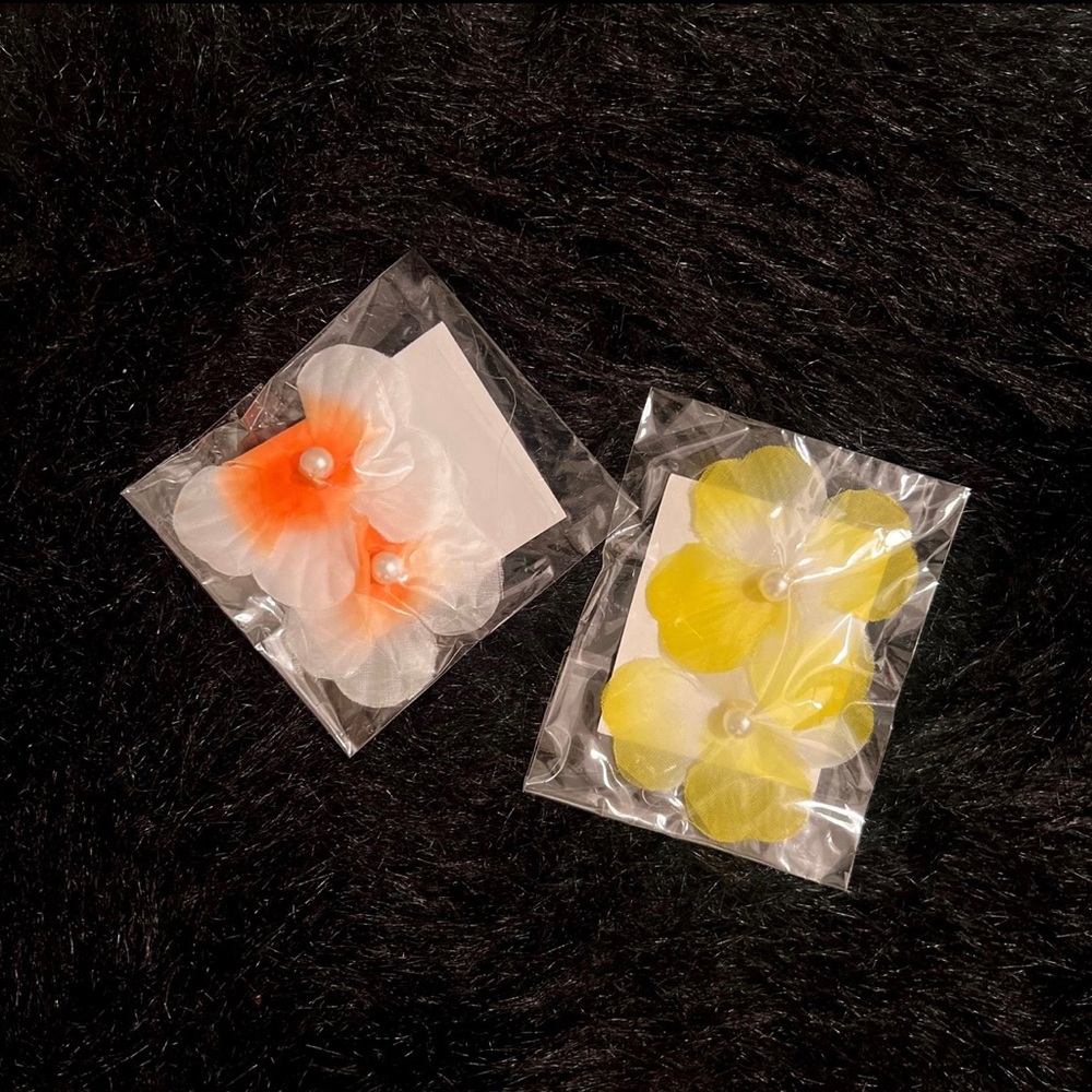 2 Sets of Flower Craft Earrings w/ Pearls